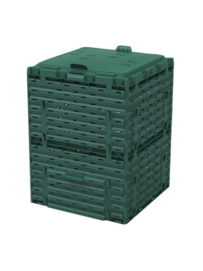 Компостер садовый Piteco, с крышкой, пластиковый, 300 л, 60×60×80 см, зелёный