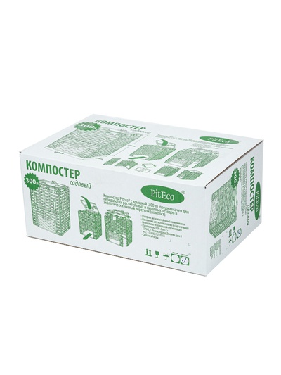 Компостер садовый Piteco, с крышкой, пластиковый, 300 л, 60×60×80 см, зелёный