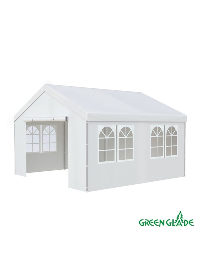 Тент-шатёр садовый Green Glade 3054, 4×4×3.1 м, полиэстер, металлический каркас, белый - Фото 1