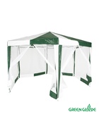 Тент-шатёр садовый Green Glade 1001, 2×2×2.6 м, с москитной сеткой, полиэтилен, металлический каркас, бело-зелёный - Фото 1