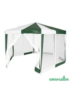 Тент-шатёр садовый Green Glade 1001, 2×2×2.6 м, с москитной сеткой, полиэтилен, металлический каркас, бело-зелёный - Фото 3