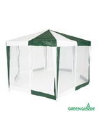 Тент-шатёр садовый Green Glade 1001, 2×2×2.6 м, с москитной сеткой, полиэтилен, металлический каркас, бело-зелёный - Фото 4