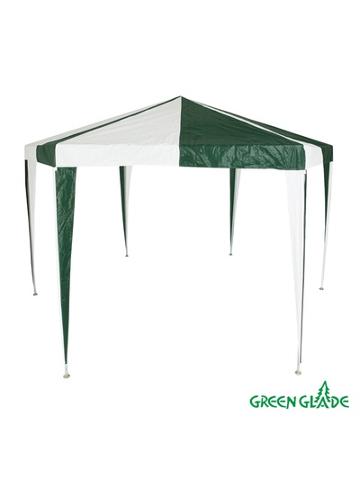 Тент-шатёр садовый Green Glade 1001, 2×2×2.6 м, с москитной сеткой, полиэтилен, металлический каркас, бело-зелёный