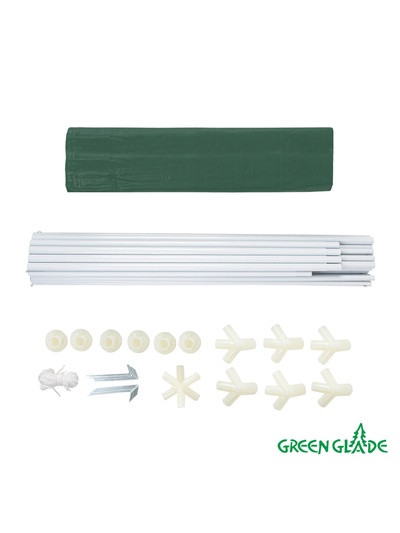 Тент-шатёр садовый Green Glade 1001, 2×2×2.6 м, с москитной сеткой, полиэтилен, металлический каркас, бело-зелёный