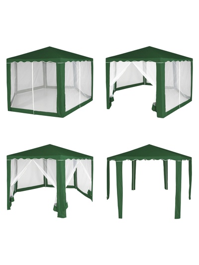 Тент-шатёр садовый Green Glade 1003, 2×2×2.6 м, с москитной сеткой, полиэстер, металлический каркас, зелёный
