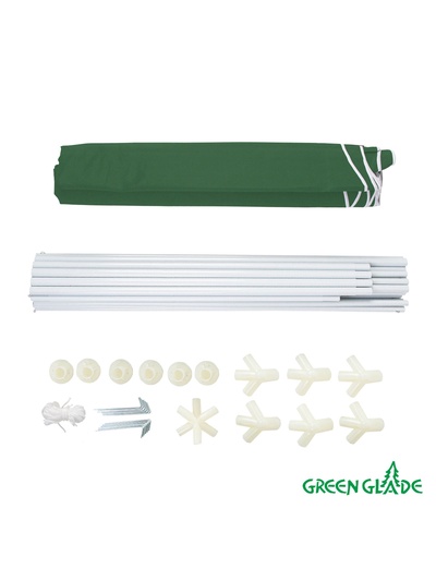 Тент-шатёр садовый Green Glade 1003, 2×2×2.6 м, с москитной сеткой, полиэстер, металлический каркас, зелёный