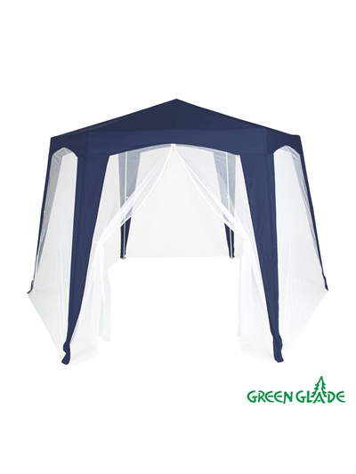 Тент-шатёр садовый Green Glade 10061, 2×2×2.6 м, с москитной сеткой, полиэстер, металлический каркас, синий