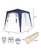 Тент-шатёр садовый Green Glade 10061, 2×2×2.6 м, с москитной сеткой, полиэстер, металлический каркас, синий - Фото 6