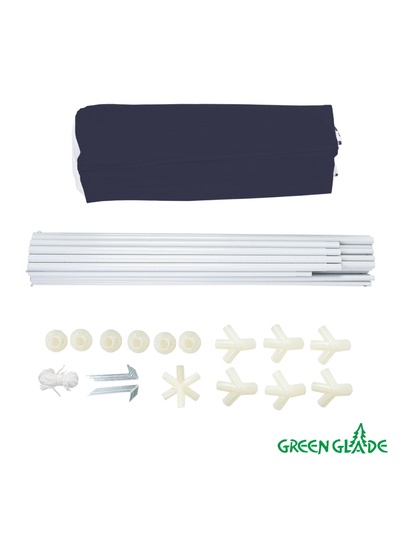 Тент-шатёр садовый Green Glade 10061, 2×2×2.6 м, с москитной сеткой, полиэстер, металлический каркас, синий