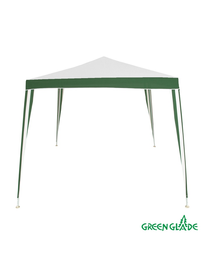Тент-шатёр садовый Green Glade 1017, 3×3×2.37 м, полиэстер, металлический каркас, бело-зелёный - Фото 1