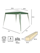 Тент-шатёр садовый Green Glade 1017, 3×3×2.37 м, полиэстер, металлический каркас, бело-зелёный - Фото 6