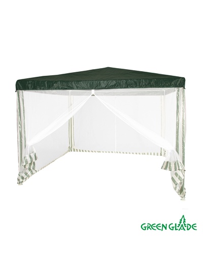 Тент-шатёр садовый Green Glade 1028, 3×3×2.5 м, с москитной сеткой, полиэтилен, металлический каркас, зелёный