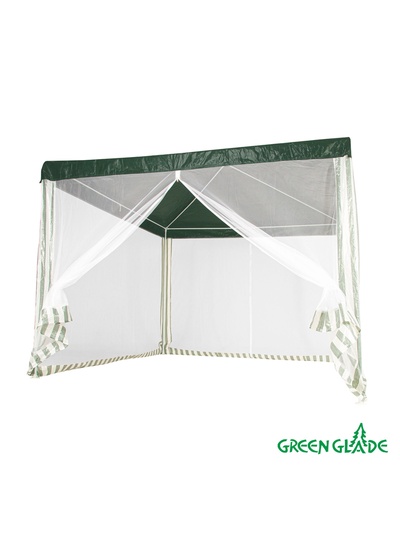 Тент-шатёр садовый Green Glade 1028, 3×3×2.5 м, с москитной сеткой, полиэтилен, металлический каркас, зелёный