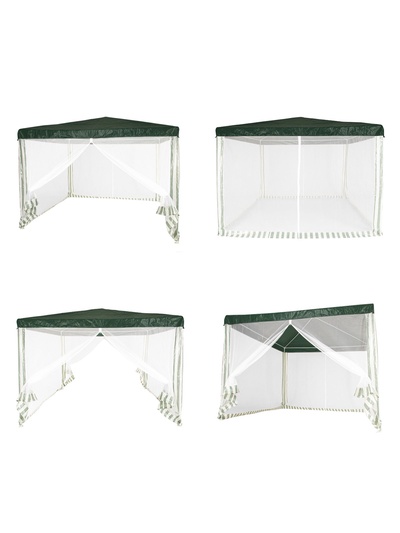 Тент-шатёр садовый Green Glade 1028, 3×3×2.5 м, с москитной сеткой, полиэтилен, металлический каркас, зелёный