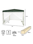 Тент-шатёр садовый Green Glade 1028, 3×3×2.5 м, с москитной сеткой, полиэтилен, металлический каркас, зелёный - Фото 6