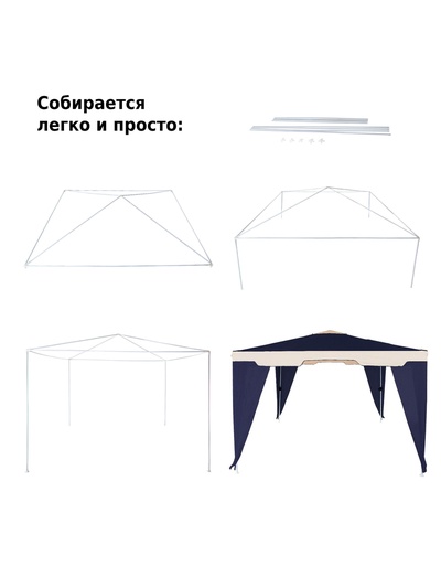 Тент-шатёр садовый Green Glade 1031, 3×3×2.5 м, полиэстер, металлический каркас, синий
