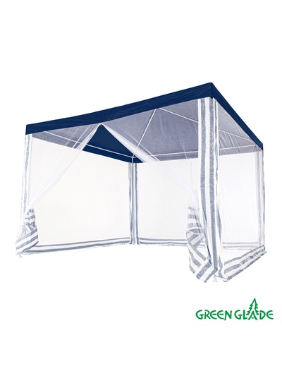 Тент-шатёр садовый Green Glade 1033, 3×3×2.5 м, с москитной сеткой, полиэтилен, металлический каркас, синий