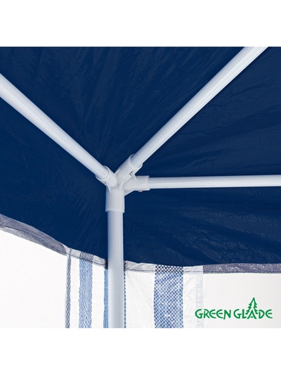 Тент-шатёр садовый Green Glade 1033, 3×3×2.5 м, с москитной сеткой, полиэтилен, металлический каркас, синий