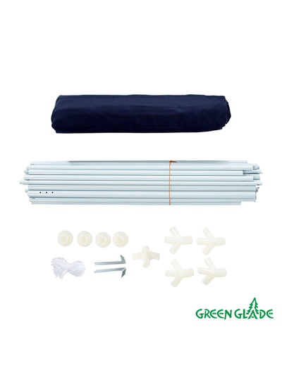 Тент-шатёр садовый Green Glade 1033, 3×3×2.5 м, с москитной сеткой, полиэтилен, металлический каркас, синий