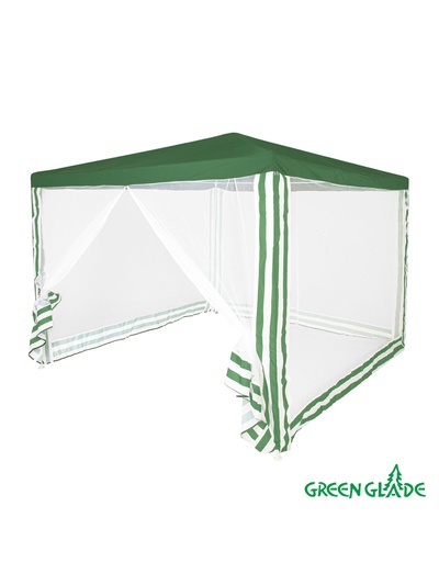 Тент-шатёр садовый Green Glade 1036, 3×3×2.5 м, с москитной сеткой, полиэстер, металлический каркас, зелёный