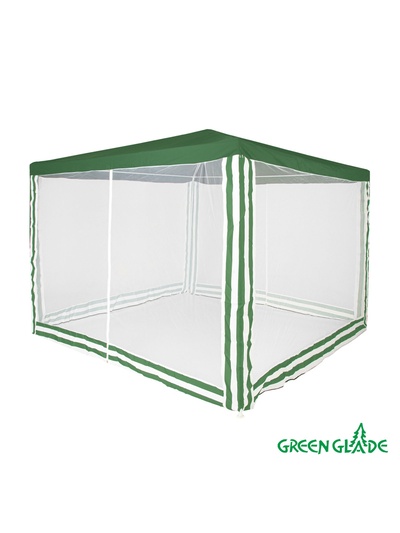 Тент-шатёр садовый Green Glade 1036, 3×3×2.5 м, с москитной сеткой, полиэстер, металлический каркас, зелёный
