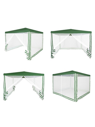Тент-шатёр садовый Green Glade 1036, 3×3×2.5 м, с москитной сеткой, полиэстер, металлический каркас, зелёный