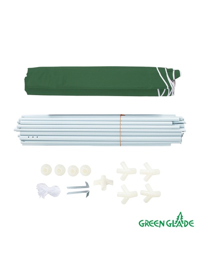 Тент-шатёр садовый Green Glade 1036, 3×3×2.5 м, с москитной сеткой, полиэстер, металлический каркас, зелёный