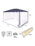 Тент-шатёр садовый Green Glade 1038, 3×4×2.45 м, с москитной сеткой, полиэстер, металлический каркас, синий - Фото 8