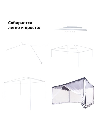 Тент-шатёр садовый Green Glade 1038, 3×4×2.45 м, с москитной сеткой, полиэстер, металлический каркас, синий