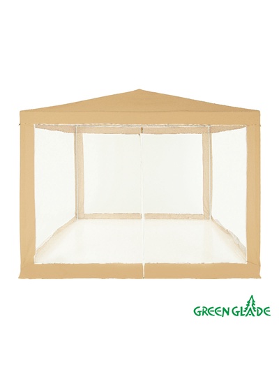 Тент-шатёр садовый Green Glade 1040, 3×3×2.5 м, с москитной сеткой, полиэстер, металлический каркас, бежевый
