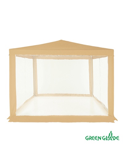 Тент-шатёр садовый Green Glade 1040, 3×3×2.5 м, с москитной сеткой, полиэстер, металлический каркас, бежевый