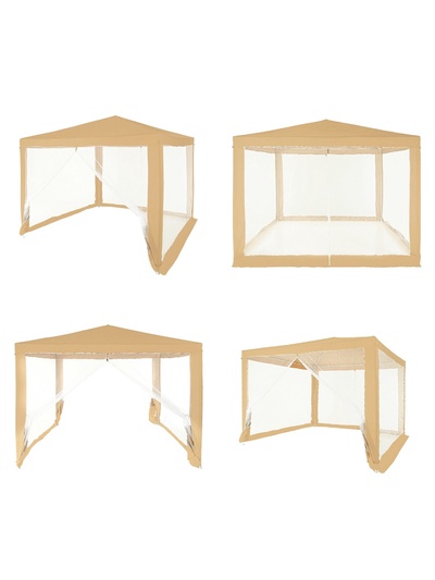 Тент-шатёр садовый Green Glade 1040, 3×3×2.5 м, с москитной сеткой, полиэстер, металлический каркас, бежевый