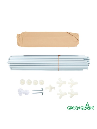Тент-шатёр садовый Green Glade 1040, 3×3×2.5 м, с москитной сеткой, полиэстер, металлический каркас, бежевый