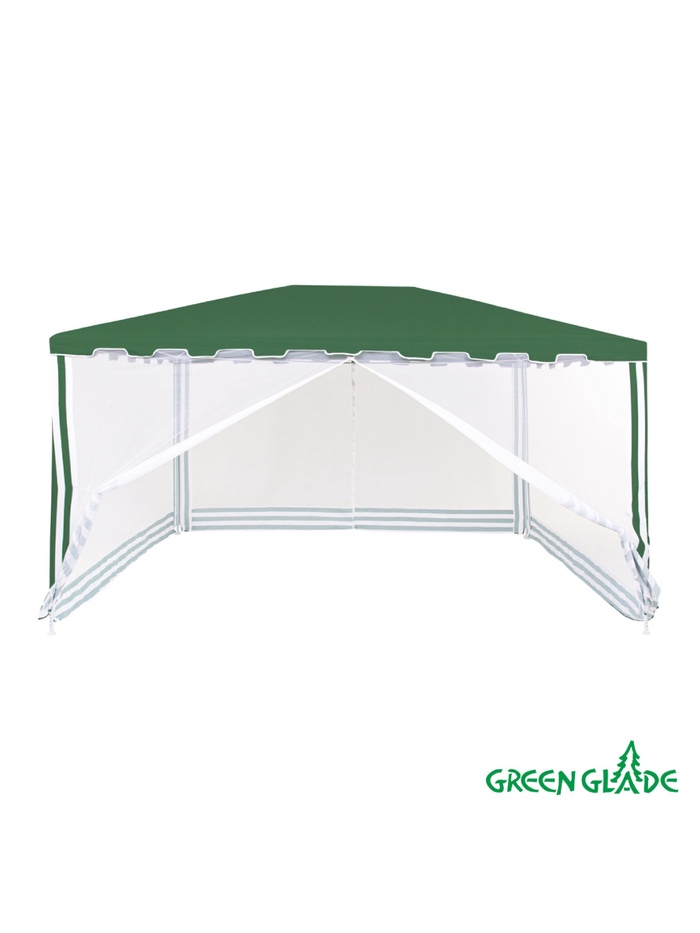 Тент-шатёр садовый Green Glade 1044, 3×4×2.5 м, с москитной сеткой, полиэстер, металлический каркас, зелёный