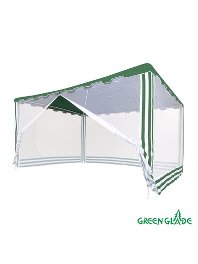 Тент-шатёр садовый Green Glade 1044, 3×4×2.5 м, с москитной сеткой, полиэстер, металлический каркас, зелёный