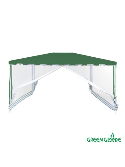Тент-шатёр садовый Green Glade 1044, 3×4×2.5 м, с москитной сеткой, полиэстер, металлический каркас, зелёный