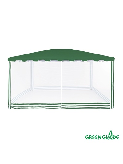 Тент-шатёр садовый Green Glade 1044, 3×4×2.5 м, с москитной сеткой, полиэстер, металлический каркас, зелёный