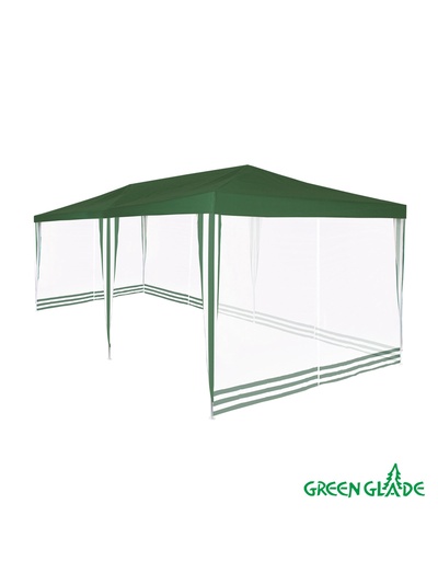 Тент-шатёр садовый Green Glade 1056, 3×6×2.5 м, с москитной сеткой, полиэстер, металлический каркас, зелёный