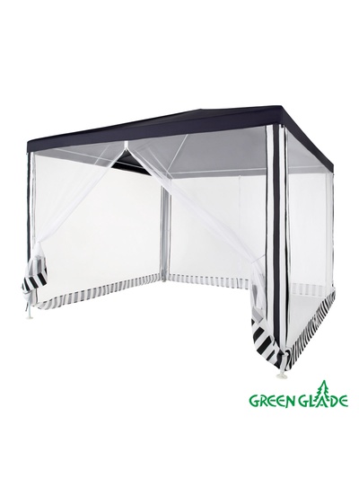 Тент-шатёр садовый Green Glade 1086, 3×3×2.5 м, с москитной сеткой, полиэстер, металлический каркас, синий