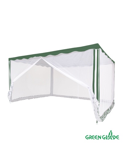 Тент-шатёр садовый Green Glade 1088, 3×4×2.5 м, с москитной сеткой, полиэстер, металлический каркас, зелёный