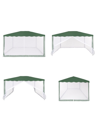 Тент-шатёр садовый Green Glade 1088, 3×4×2.5 м, с москитной сеткой, полиэстер, металлический каркас, зелёный