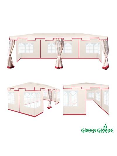 Тент-шатёр садовый Green Glade 1049, 3×6×2.5 м, полиэстер, металлический каркас, бежевый