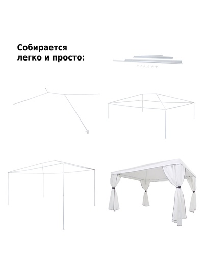 Тент-шатёр садовый Green Glade 1050, 3×4×2.5 м, полиэстер, металлический каркас, белый