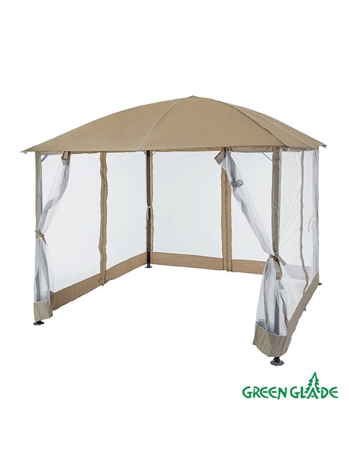 Тент-шатёр садовый Green Glade 1067, 3×3×2.5 м, с москитной сеткой, полиэстер, стальной каркас, коричневый