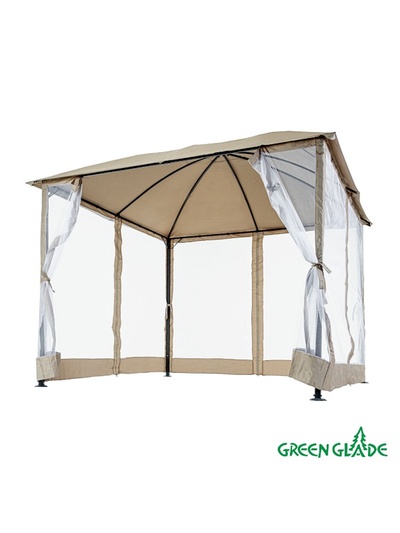 Тент-шатёр садовый Green Glade 1067, 3×3×2.5 м, с москитной сеткой, полиэстер, стальной каркас, коричневый