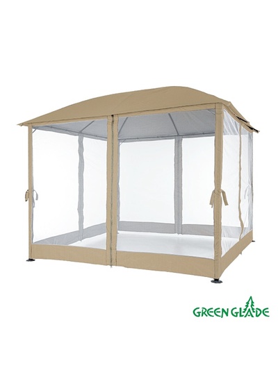 Тент-шатёр садовый Green Glade 1067, 3×3×2.5 м, с москитной сеткой, полиэстер, стальной каркас, коричневый