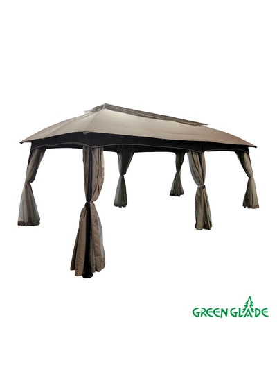 Тент-шатёр садовый Green Glade 1151, 3×6×2.65 м, с москитной сеткой, полиэстер, стальной каркас, коричневый
