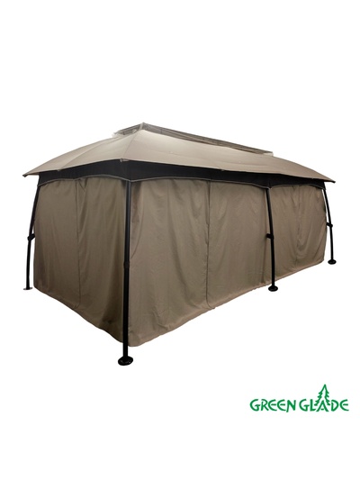 Тент-шатёр садовый Green Glade 1151, 3×6×2.65 м, с москитной сеткой, полиэстер, стальной каркас, коричневый