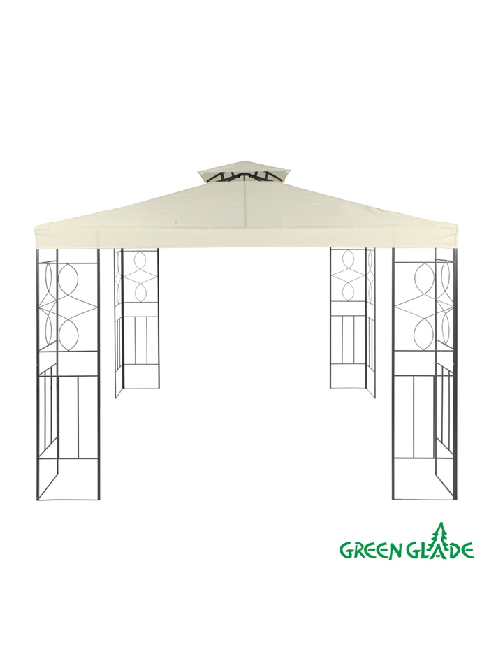 Тент-шатёр садовый Green Glade 43301, 3×3×2.45 м, полиэстер, стальной каркас, бежевый