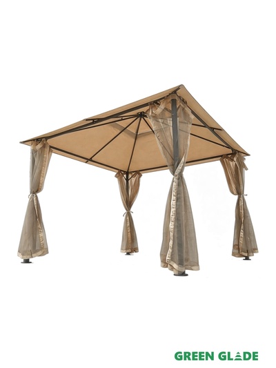 Тент-шатёр садовый Green Glade 72403, 3×3×2.65 м, полиэстер, стальной каркас, бежевый
